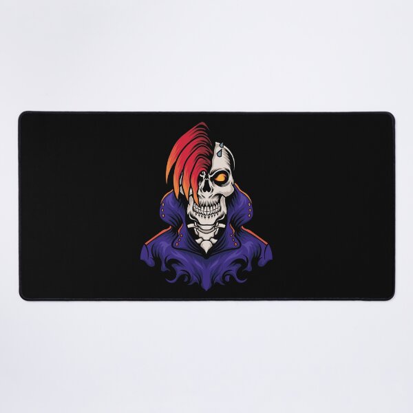 Item preview, Scary Evil Punk Skull With Red Hair designed and sold by UniQueensShop.