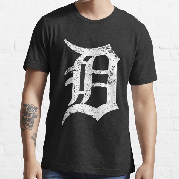 Distressed Detroit D Lettering Design T-Shirt