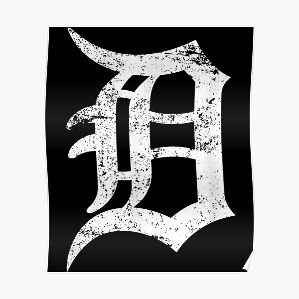 Detroit Artwork Black and White: The Detroit Tigers D