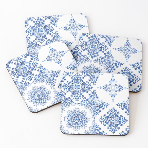 Item preview, Blue and White Mediterranean Style Tile Pattern designed and sold by PirateAvocado.