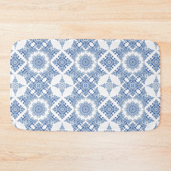 Item preview, Blue and White Mediterranean Style Tile Pattern designed and sold by PirateAvocado.