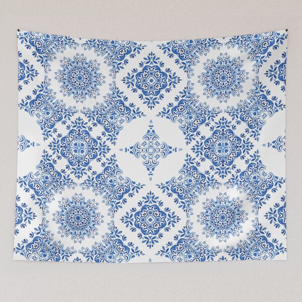 Item preview, Blue and White Mediterranean Style Tile Pattern designed and sold by PirateAvocado.