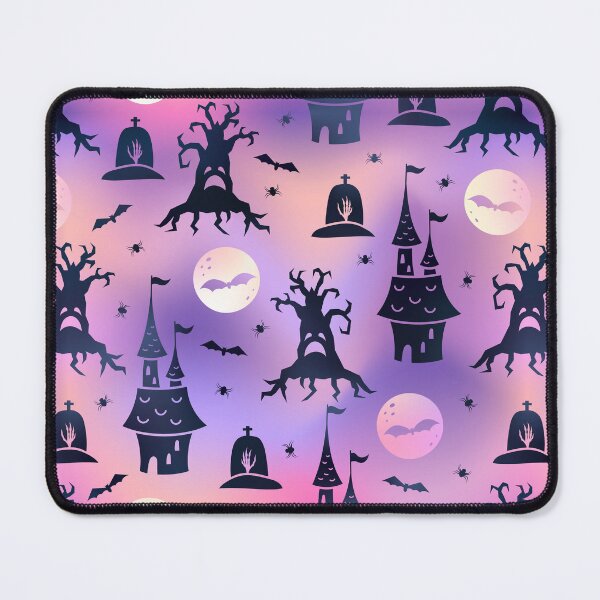 Item preview, Halloween Ghost And Creepy Trees Cemetery Scene Castle And Bats Pattern  designed and sold by UniQueensShop.