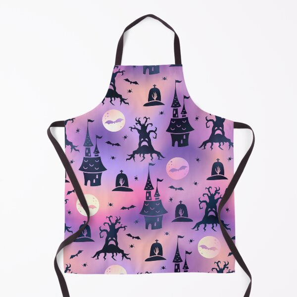 Item preview, Halloween Ghost And Creepy Trees Cemetery Scene Castle And Bats Pattern designed and sold by UniQueensShop.