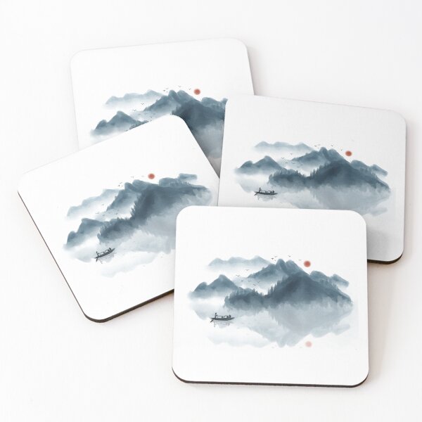 Item preview, Chinese beautiful mountainous area digital watercolor art design.. designed and sold by MsLuciaStore.