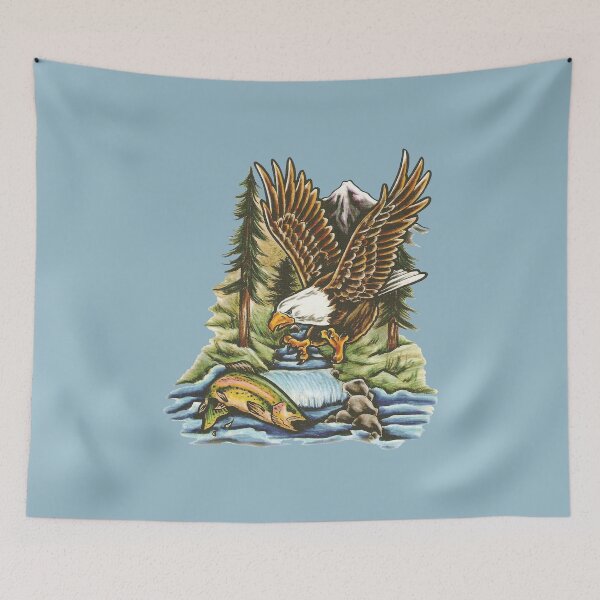Item preview, American Bald Eagle Rainbow Trout Mural designed and sold by teenugs.