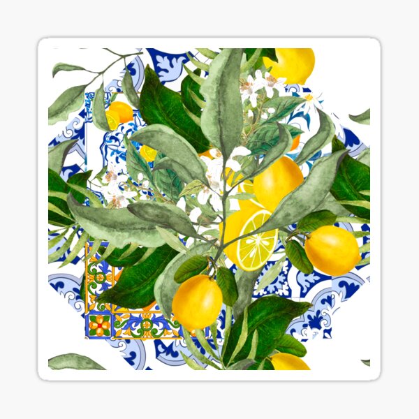 Item preview, Majolica,Lemons,citrus,flowers,tiles,summer , designed and sold by MariaMarinova.
