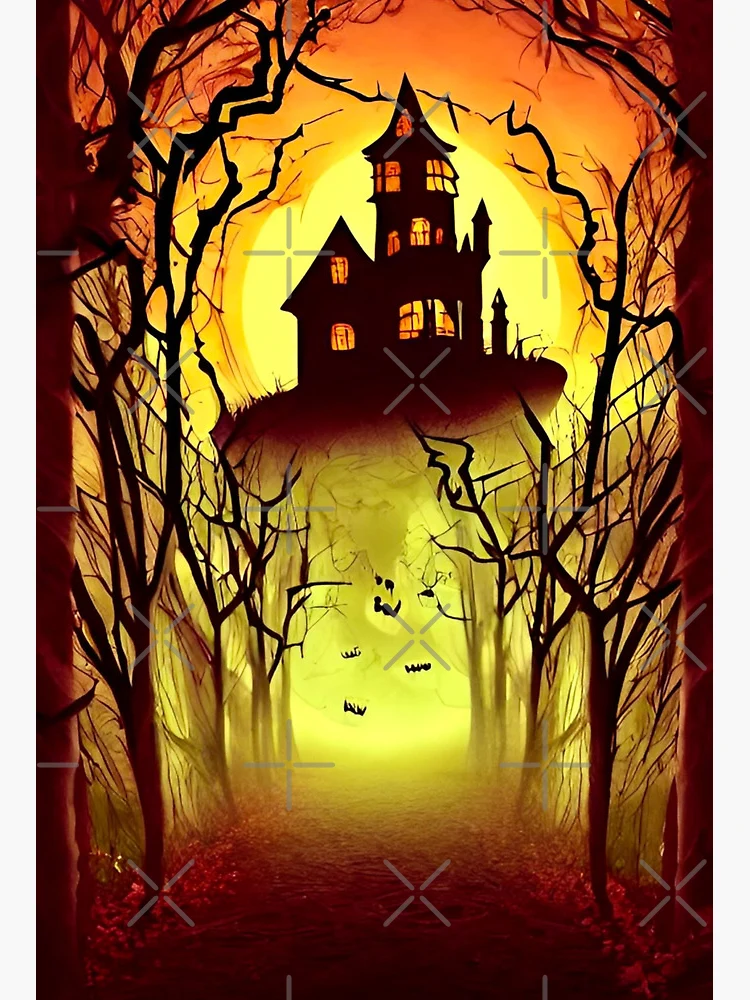 Orange Haunted House Halloween Canvas Paint Art Kit – Art by Jess