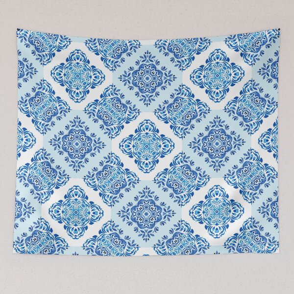 Item preview, Blue and White Mediterranean Style Tile Pattern designed and sold by PirateAvocado.