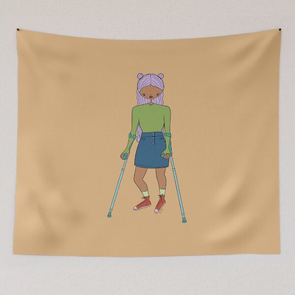 Item preview, Cute Girl With Forearm Crutches (Orange) designed and sold by misslovelymess.