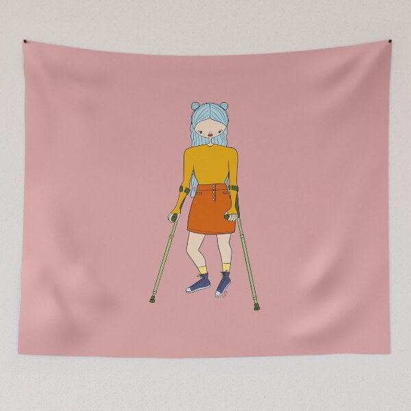 Item preview, Cute Girl With Forearm Crutches (Pink) designed and sold by misslovelymess.