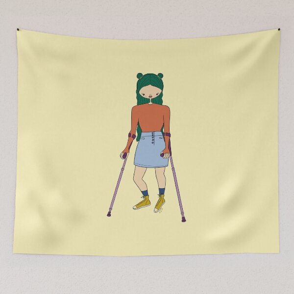 Item preview, Cute Girl With Forearm Crutches (Yellow) designed and sold by misslovelymess.