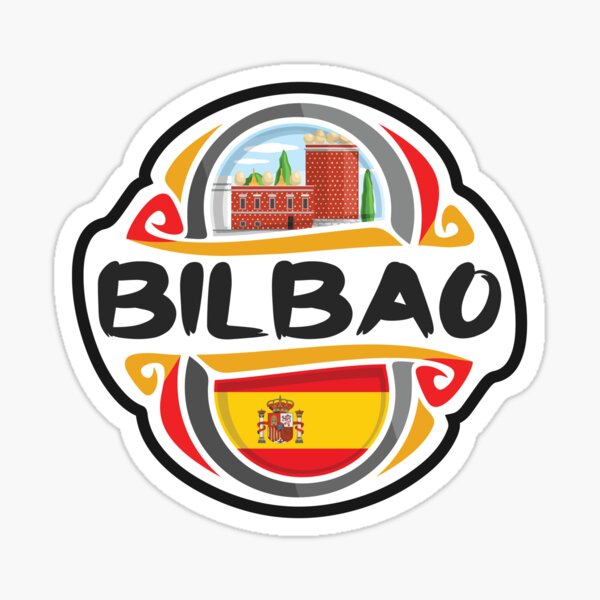 Vista previa del artículo con la obra «Bilbao Spain Flag Badge Travel Souvenir Stamp», diseñado y vendido por TeeHome.