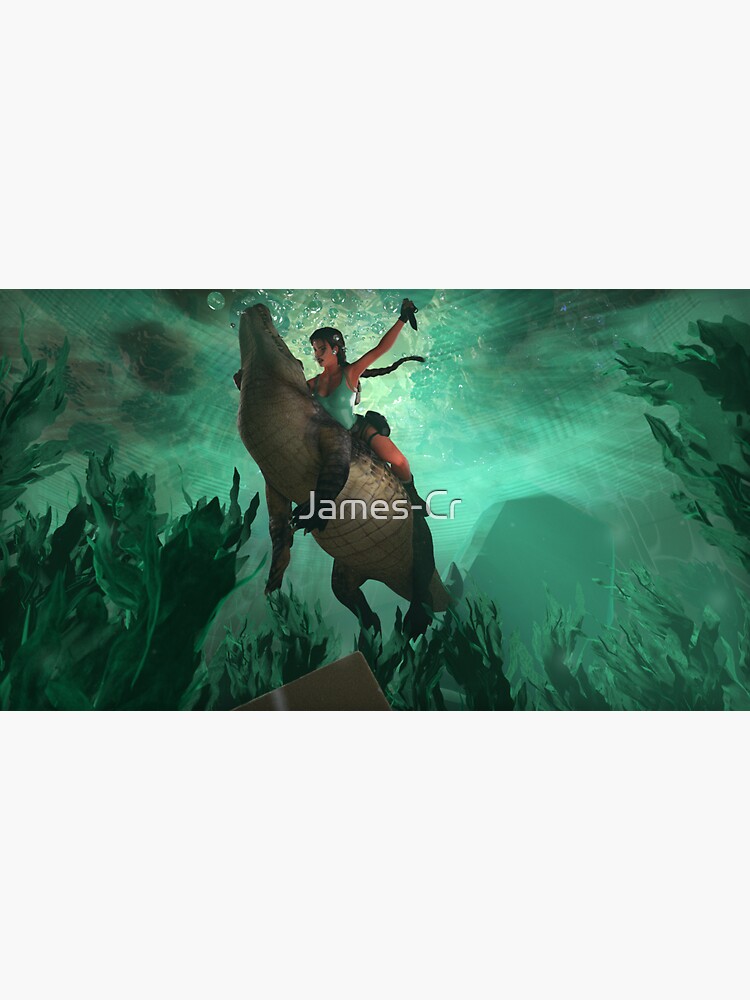 Lara Croft fighting a crocodile by James-Cr