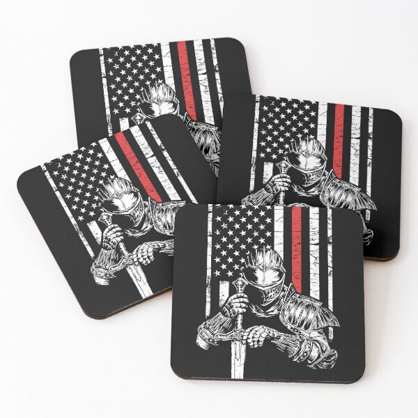 Item preview, Knight with America Flag Red Line designed and sold by Marsdk Art.