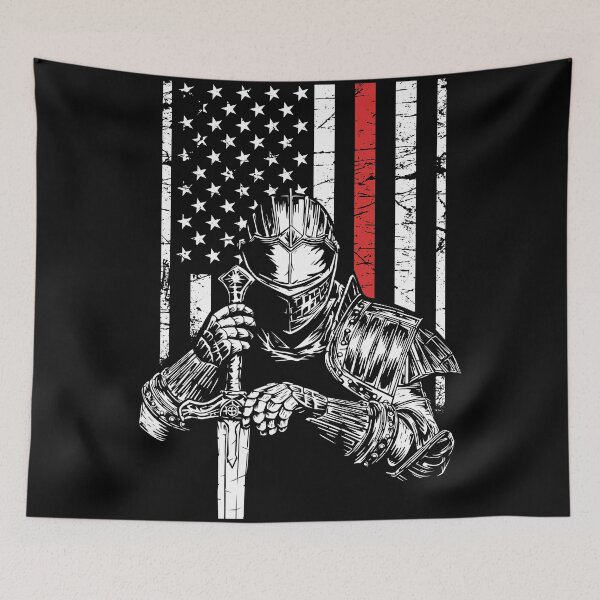 Item preview, Knight with America Flag Red Line designed and sold by Marsdk Art.