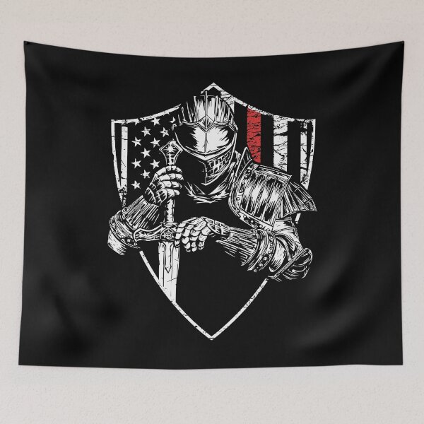 Item preview, Knight with America Flag Red Line designed and sold by Marsdk Art.
