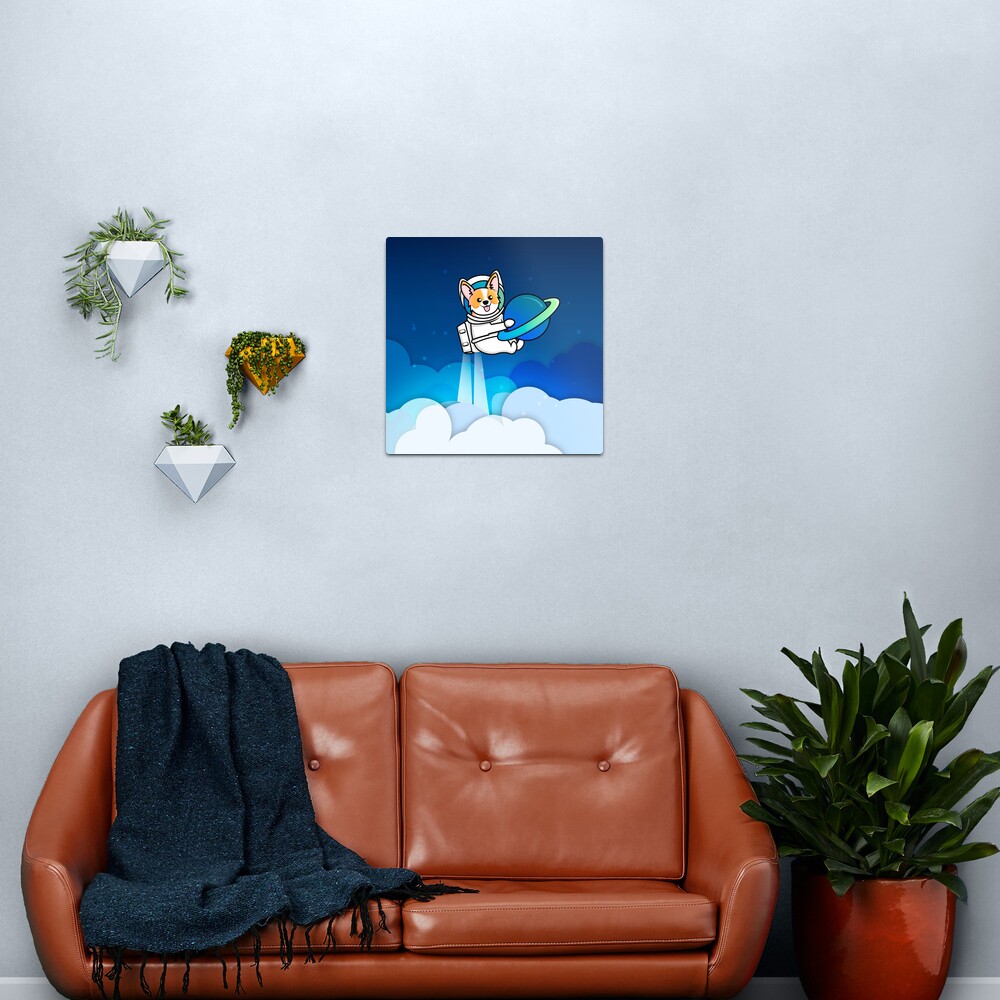 Corgi Astronaut in Space Metal Print