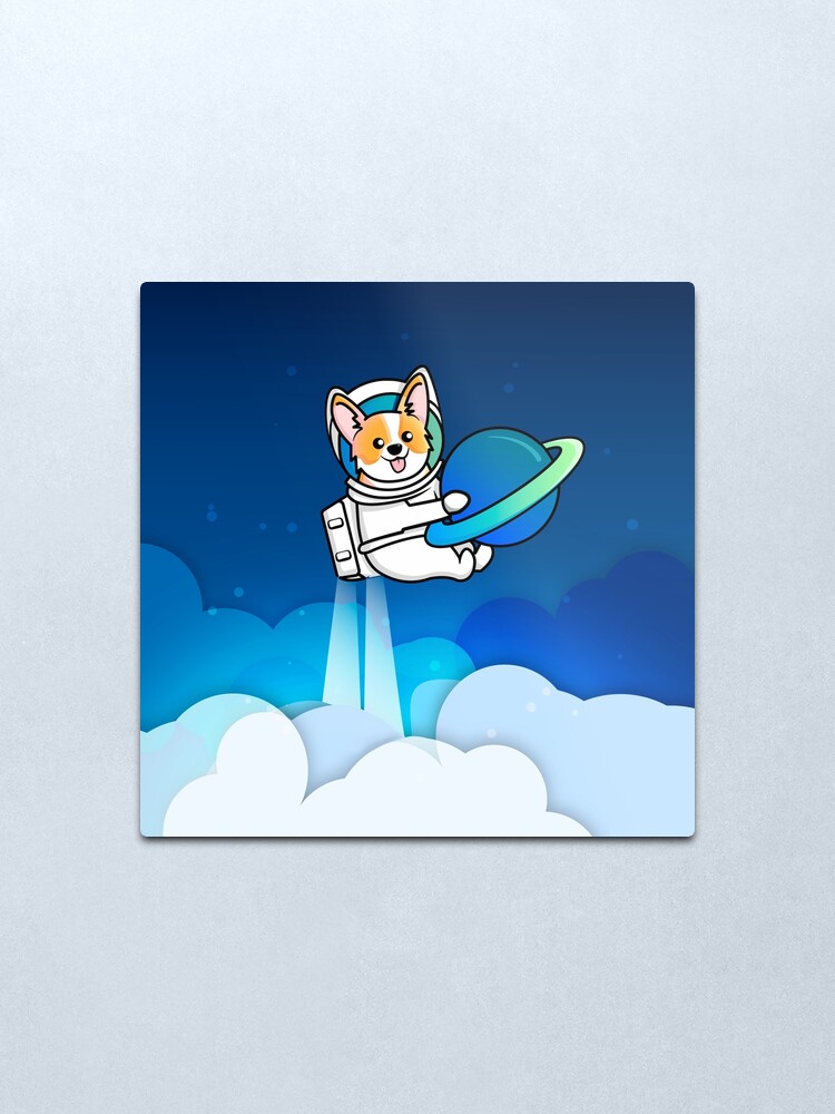 Alternate view of Corgi Astronaut in Space Metal Print