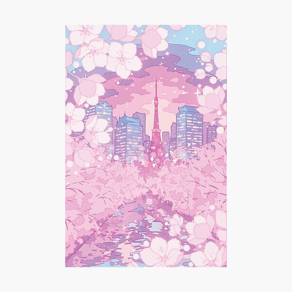 Item preview, The evening Tokyo lake view (pastel colors) designed and sold by AnGoArt.