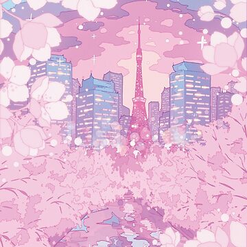 Artwork thumbnail, The evening Tokyo lake view (pastel colors) by AnGoArt