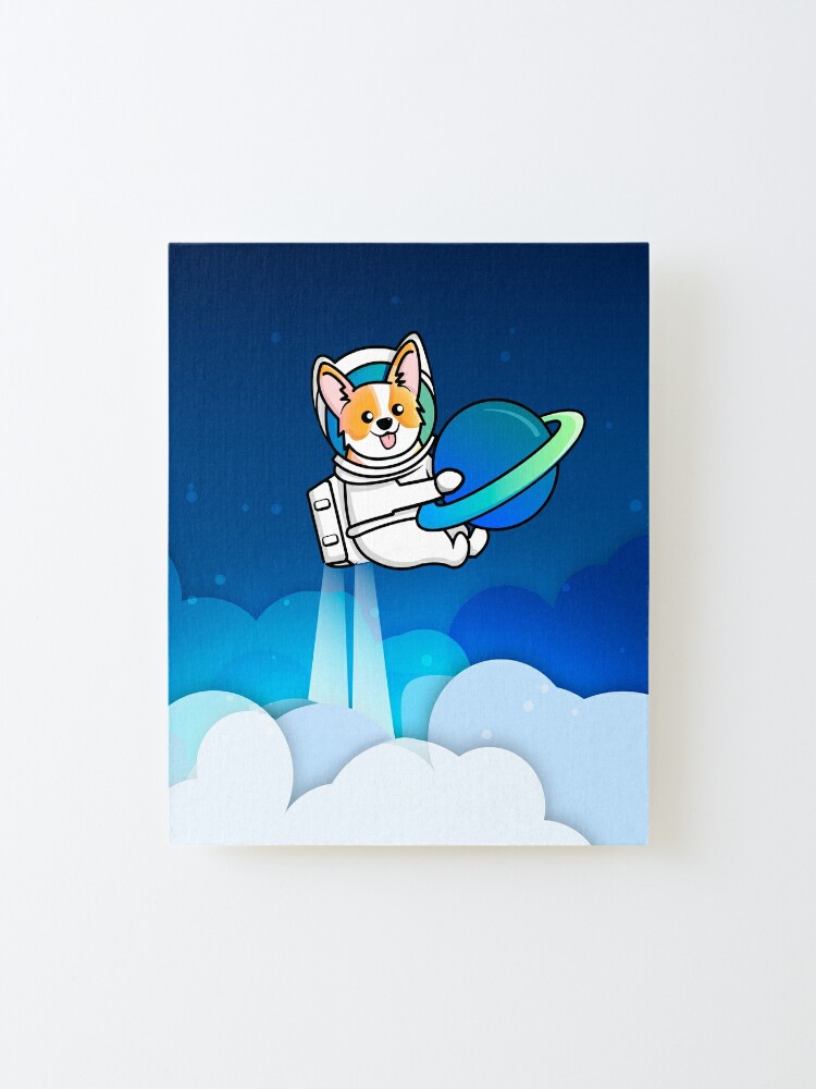 Alternate view of Corgi Astronaut in Space Mounted Print