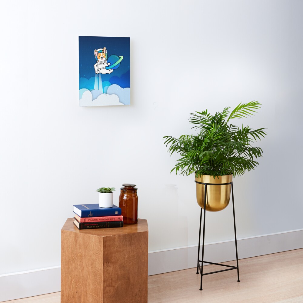 Corgi Astronaut in Space Mounted Print
