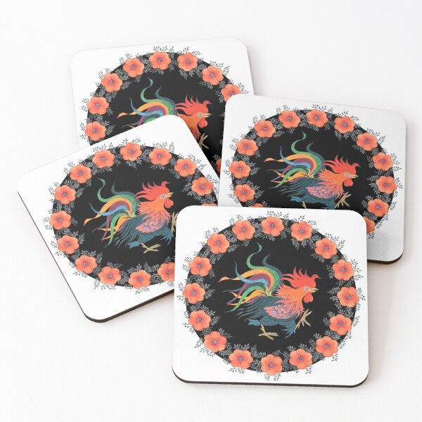 Item preview, Rooster in a flower circle designed and sold by Nonna Mynatt.