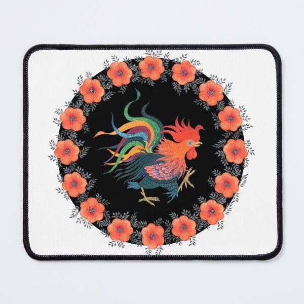 Item preview, Rooster in a flower circle designed and sold by Nonna Mynatt.