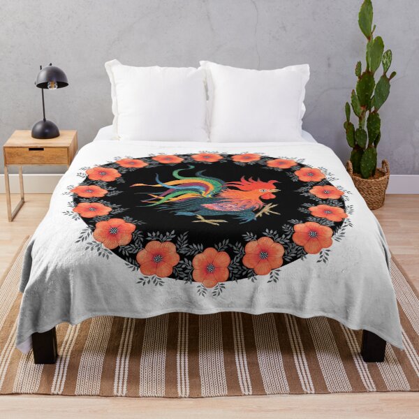 Item preview, Rooster in a flower circle designed and sold by Nonna Mynatt.