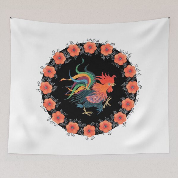 Item preview, Rooster in a flower circle designed and sold by Nonna Mynatt.