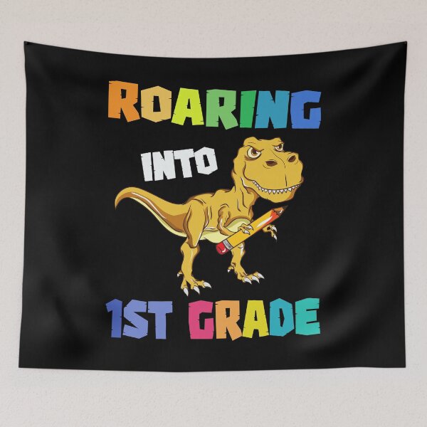Item preview, Roaring Into 1st Grade Dinosaur Students Kids Back To School designed and sold by omgsavariya.