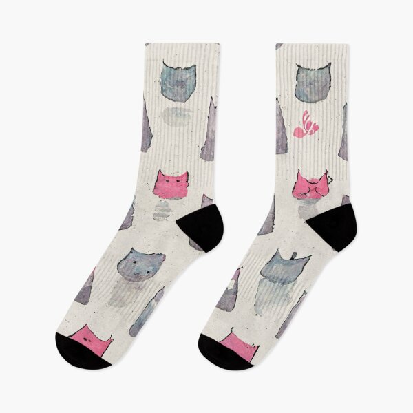 Item preview, Gatos rosas y grises estilizados designed and sold by AntielARt.