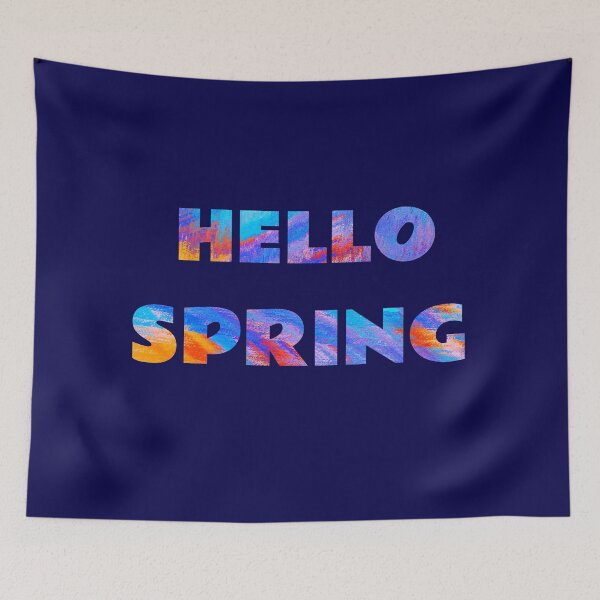 Item preview, Hello Spring blue design with image inside text. designed and sold by moxdesign.
