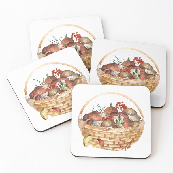 Item preview, Watercolor Wild Mushrooms and Berries Basket Harvest designed and sold by silviaol.