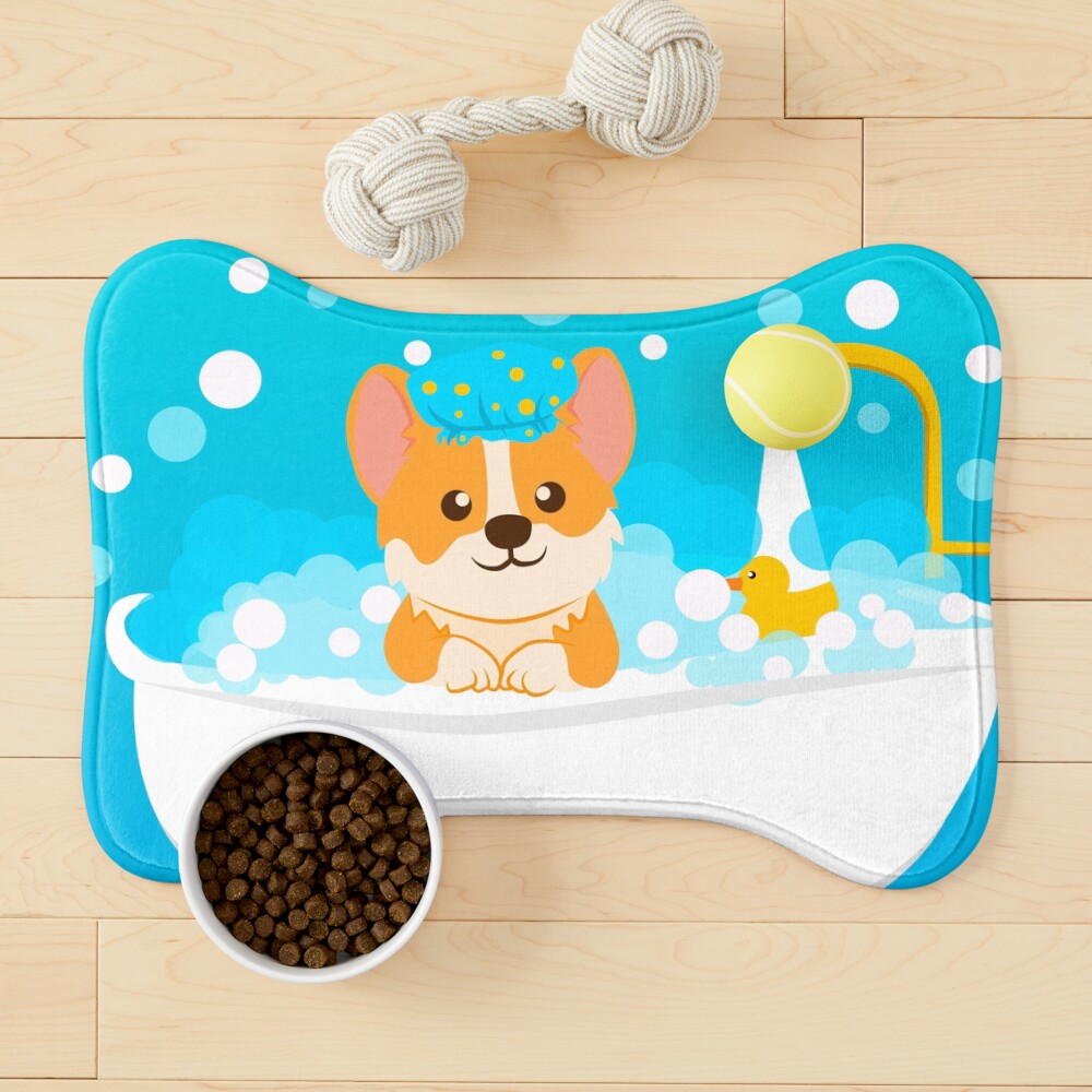Corgi taking a bath Pet Mat