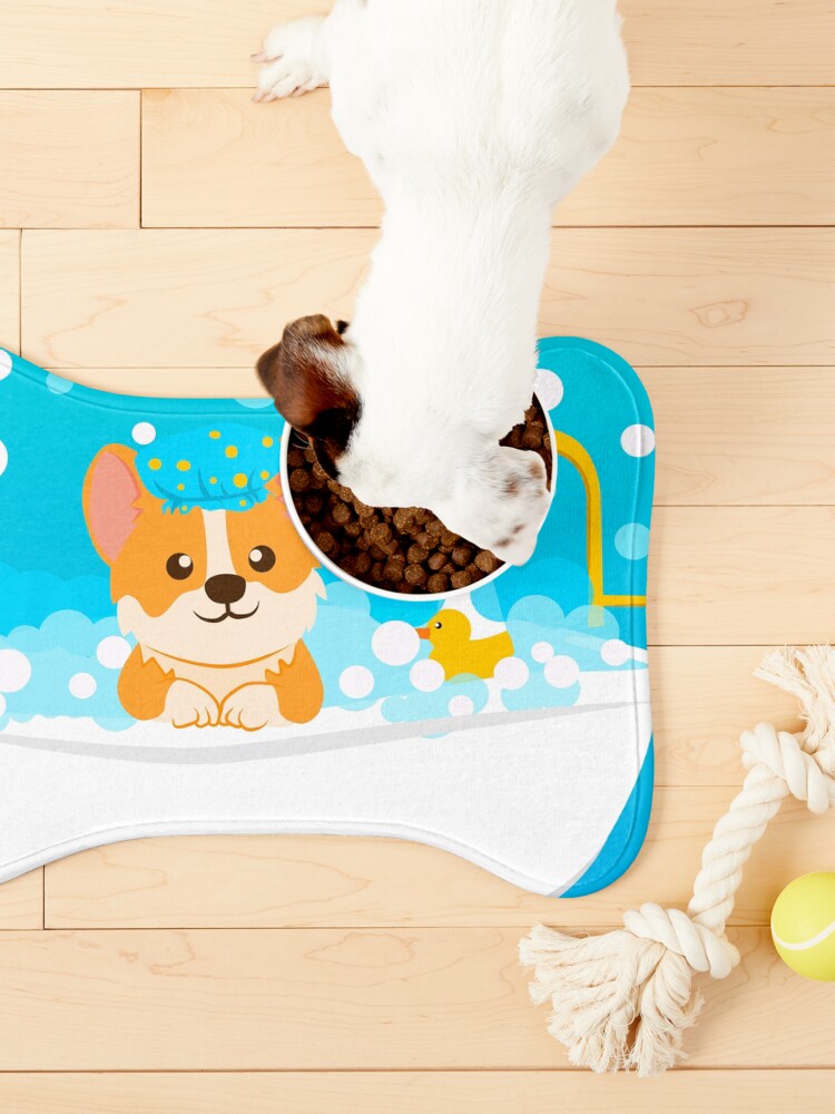 Alternate view of Corgi taking a bath Pet Mat