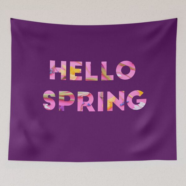 Item preview, Hello Spring pink design with image inside text. designed and sold by moxdesign.