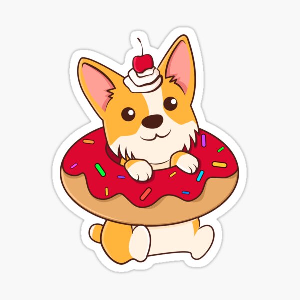 Cute Stuck Corgie Dog Butt Doughnut Sticker – Popwink