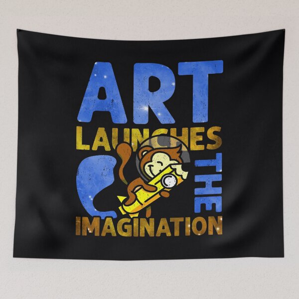 Item preview, Art Launches the Imagination Monkey Astronaut Pencil Drawing Quote designed and sold by CRHPOD20.