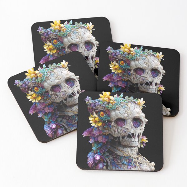 Item preview, Human Skull Covered in Flowers & Crystals designed and sold by Styxiann.