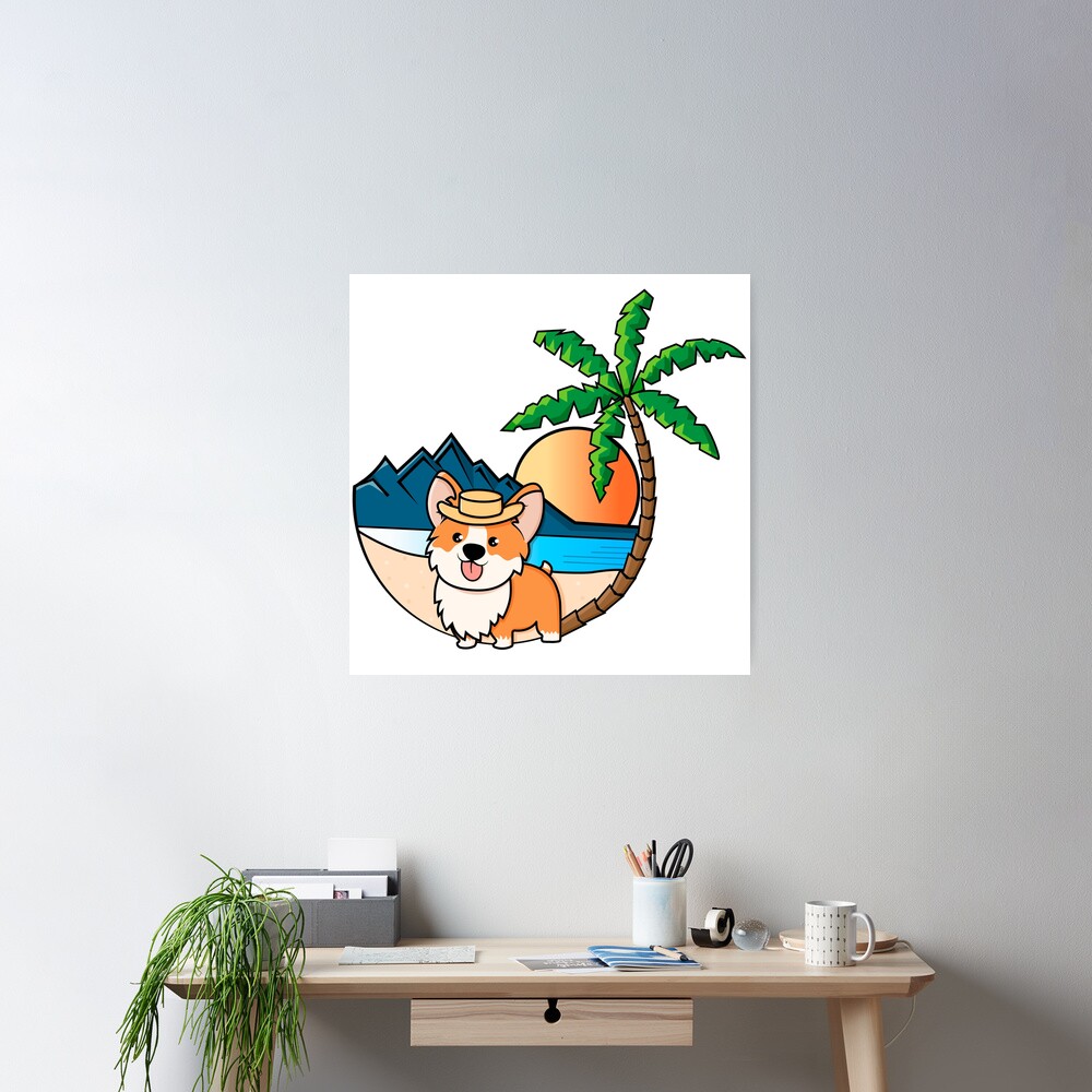 Corgi on vacation Poster