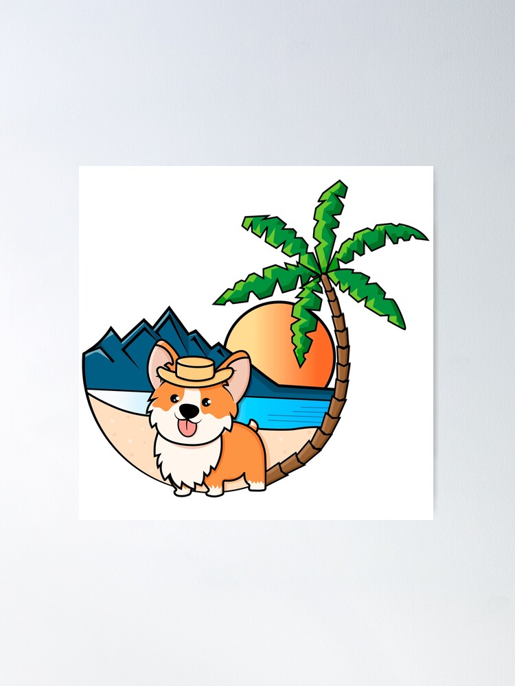 Alternate view of Corgi on vacation Poster