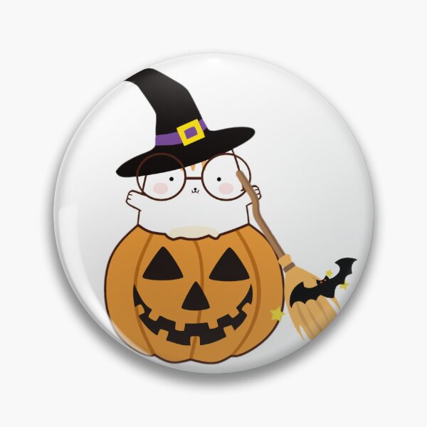 Item preview, Witch Cat with Broom in a Pumpkin designed and sold by PirateAvocado.