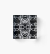 Delicate Silver Filigree on Black Fractal Abstract Acrylic Block