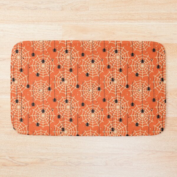 Item preview, Halloween spider and spider web on orange background designed and sold by BraveNewDesigns.