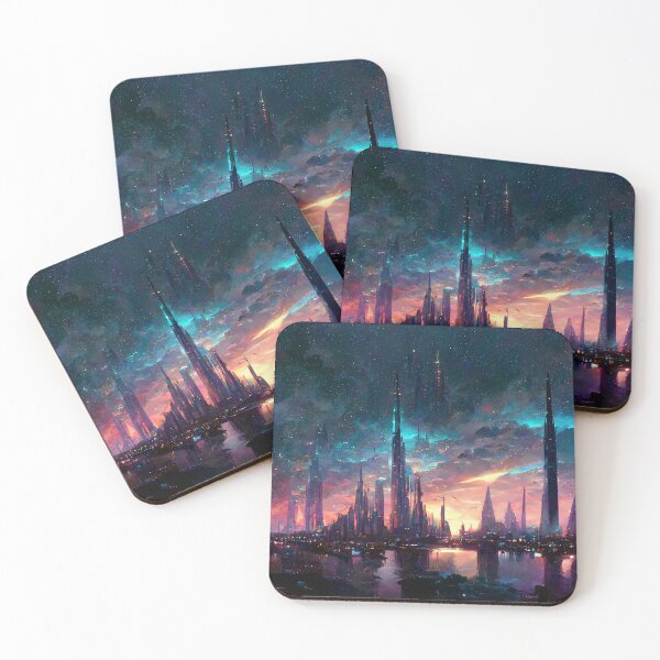 Item preview, Radiant Colorful Crystal Power City Cloudy Night designed and sold by SteampunkJuni.