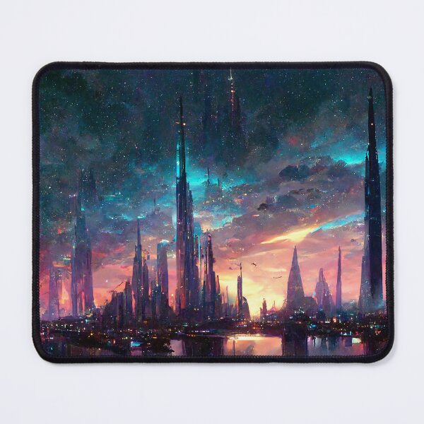 Item preview, Radiant Colorful Crystal Power City Cloudy Night designed and sold by SteampunkJuni.