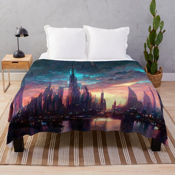 Item preview, Radiant Colorful Crystal Power City Cloudy Night designed and sold by SteampunkJuni.
