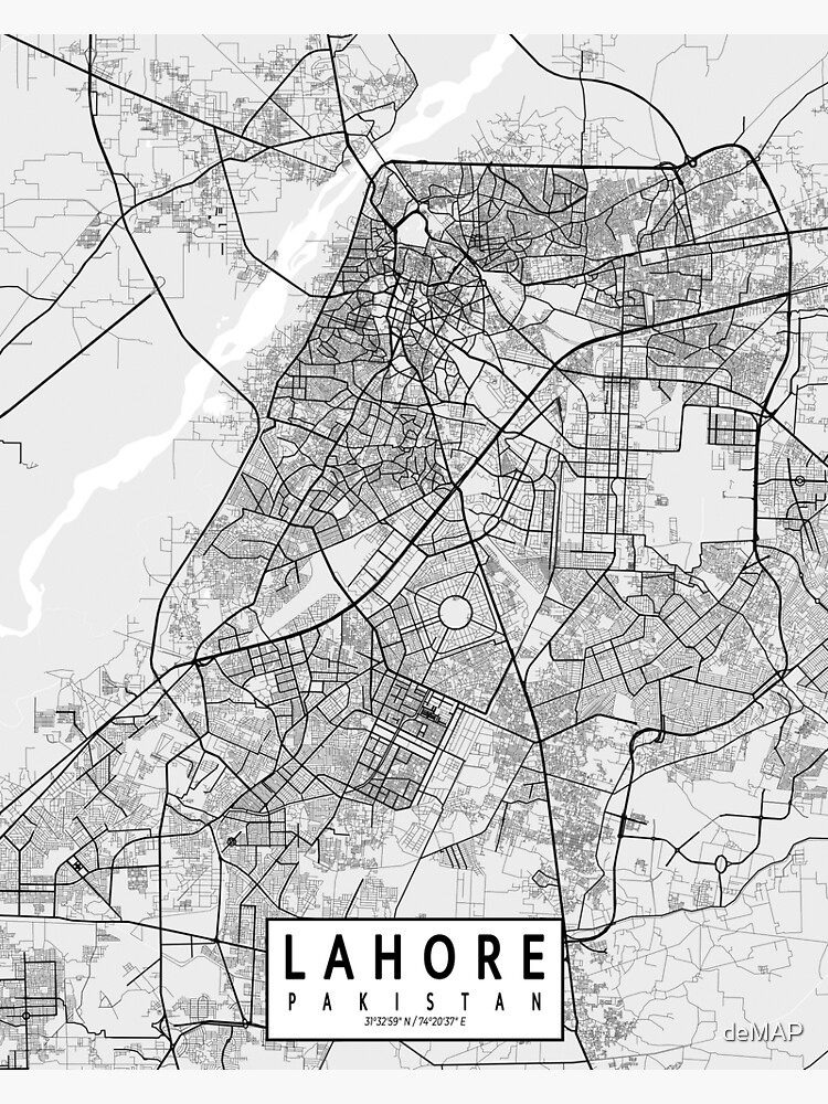 "Lahore City Map of Pakistan Light" Poster for Sale by deMAP Redbubble